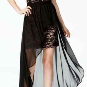Morgan & Co Lace Chiffon High Low Formal Dress Gown Size 3/4